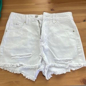 White jean shorts